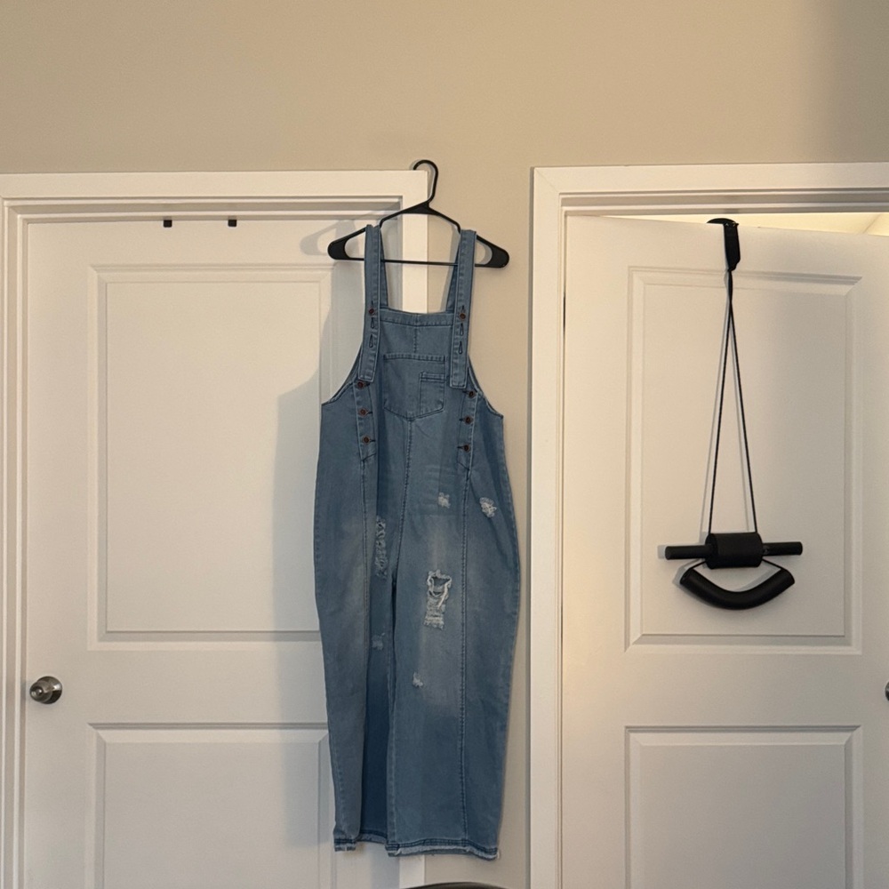 Oversized Boho Blue Denim Overall Dress